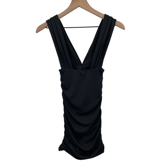 Showpo This Is Real Dress In Black Size 2 Bodycon Mini Length Deep V-Neck Sexy - Picture 12 of 16